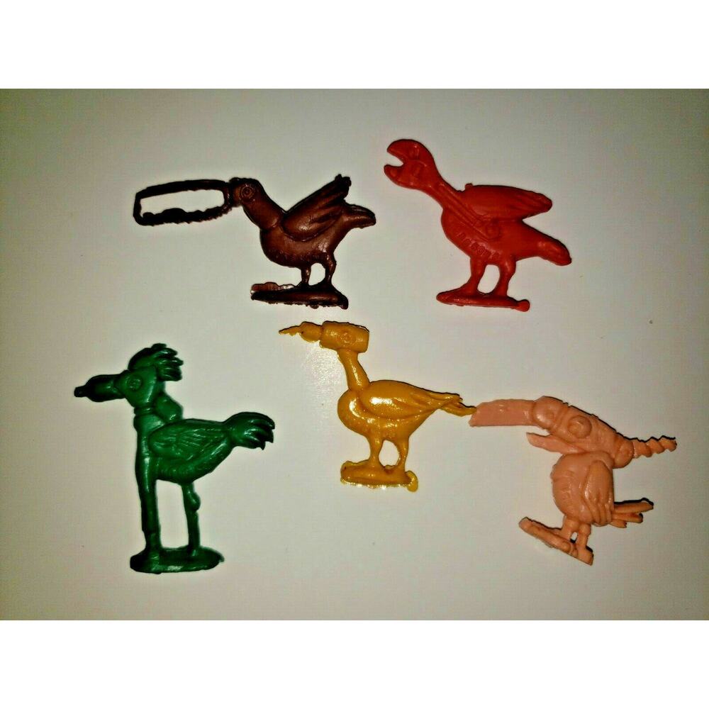 Vintage 5 Toolie Tooly Birds Gumball Vending‎ Machine Toy Charm Prizes NOS
